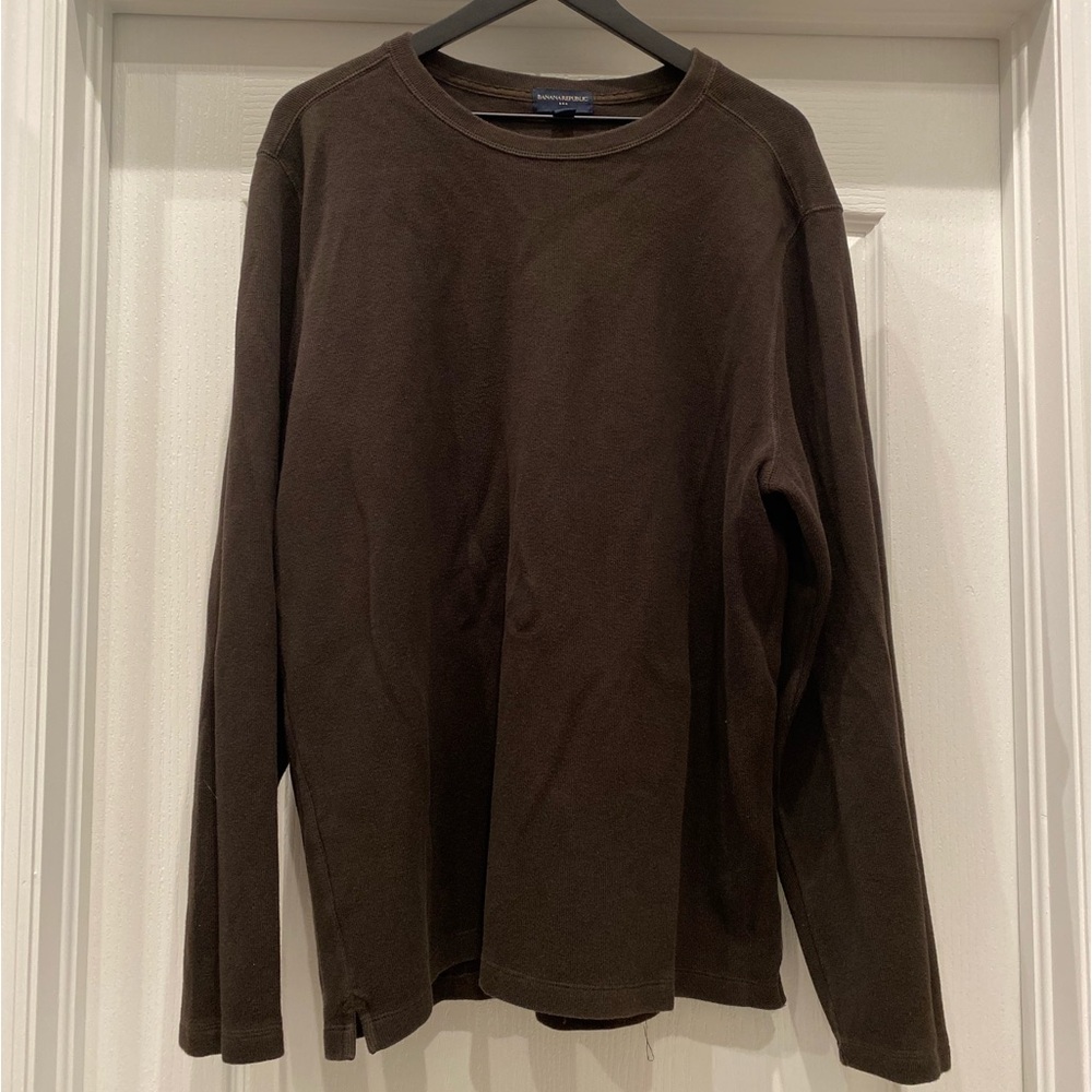 Banana Republic Ribbed Crew Neck Long Sleeve Polo Shirt